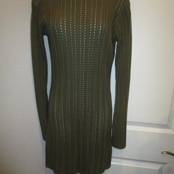 RHYTHM OLIVE GREEN SWEATER DRESS SMALL - Picture 3 of 5